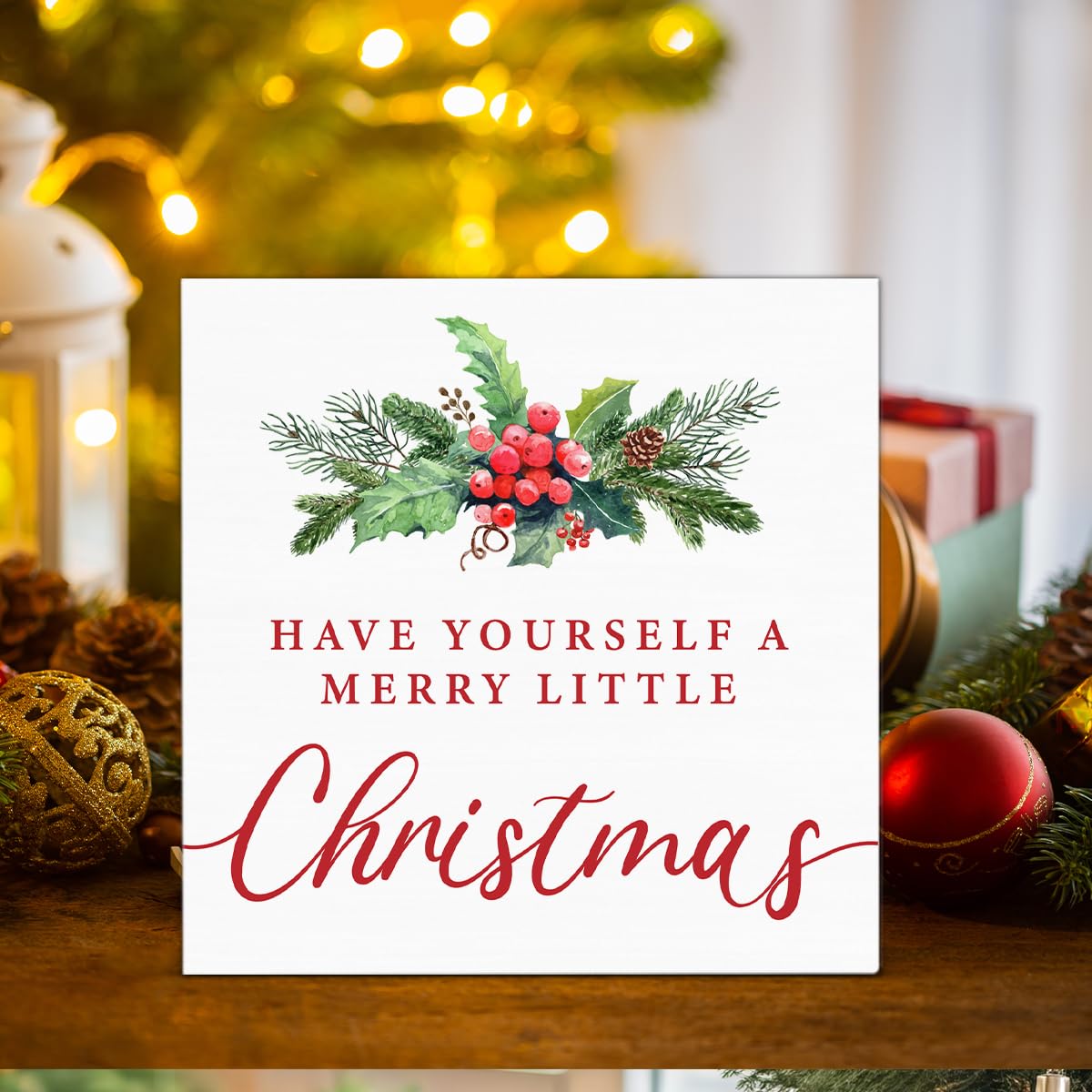 Christmas Decor Gifts Have Yourself a Merry Little Christmas Wood Block Sign for Home Office Table Shelf Decor Gifts