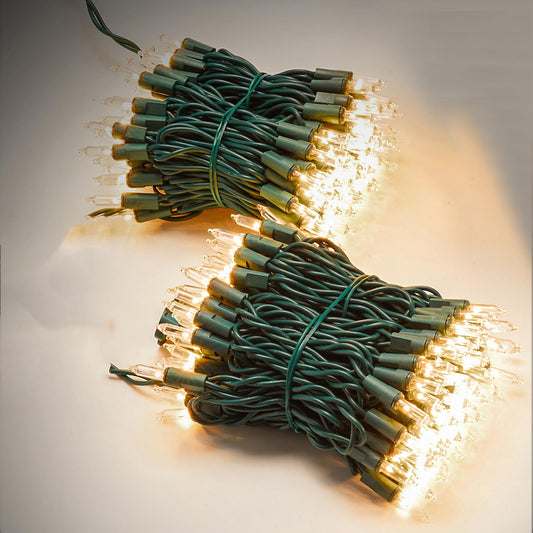 Christmas Lights Warm White,Connectable Incandescent Lighting String Green Wire Indoor Outdoor, 200 Counts(2x100) 45 FT Length,Christmas Tree Light, Holiday Decorations in Party Yard,Spring Summer