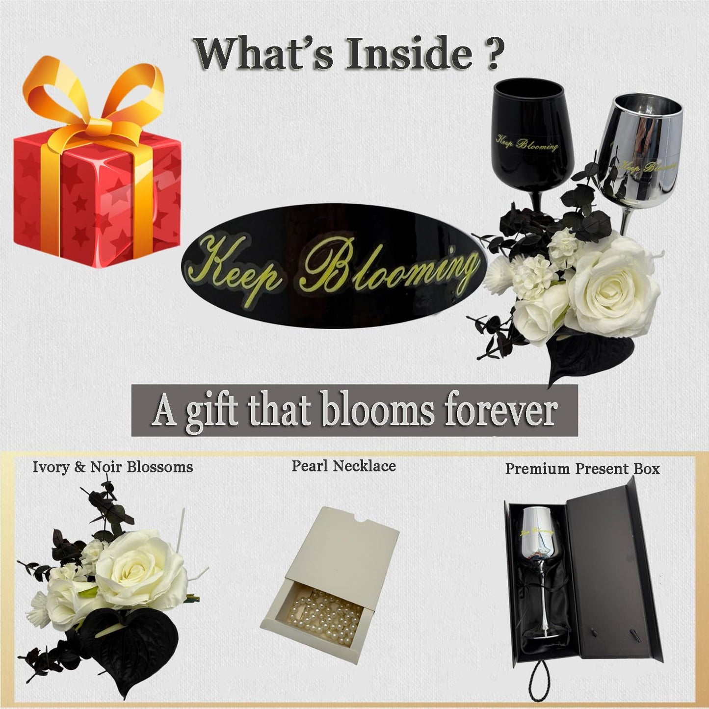 Silver Grace Crystal Flower Vase with Faux White Roses and Black Calla Lilies Elegant Artificial Flower Arrangement Decorative Glass Flowers for Home and Table Decor