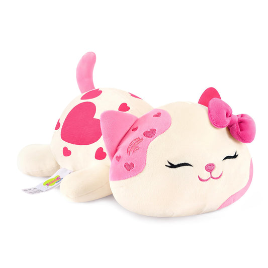 Onsoyours Original Cat Plush with Bowknot Cute 13 inch Kitten Stuffed Animal Soft Pillow Pink Kawaii Kitty Heart Plush Toy Gifts for Kids & Adults (Pink Cat, 13")