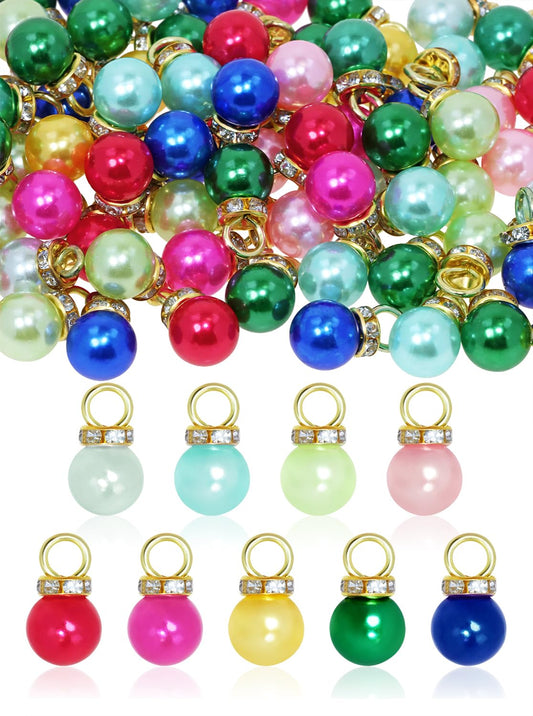 PPhtony Christmas Mini Balls Ornaments 100Pcs Miniature Faux Pearl Xmas Tree Hanging Decorations Small Vintage Glitter Balls for Holiday Party Crafts Outdoor Indoor Decor (Mixed Colors)
