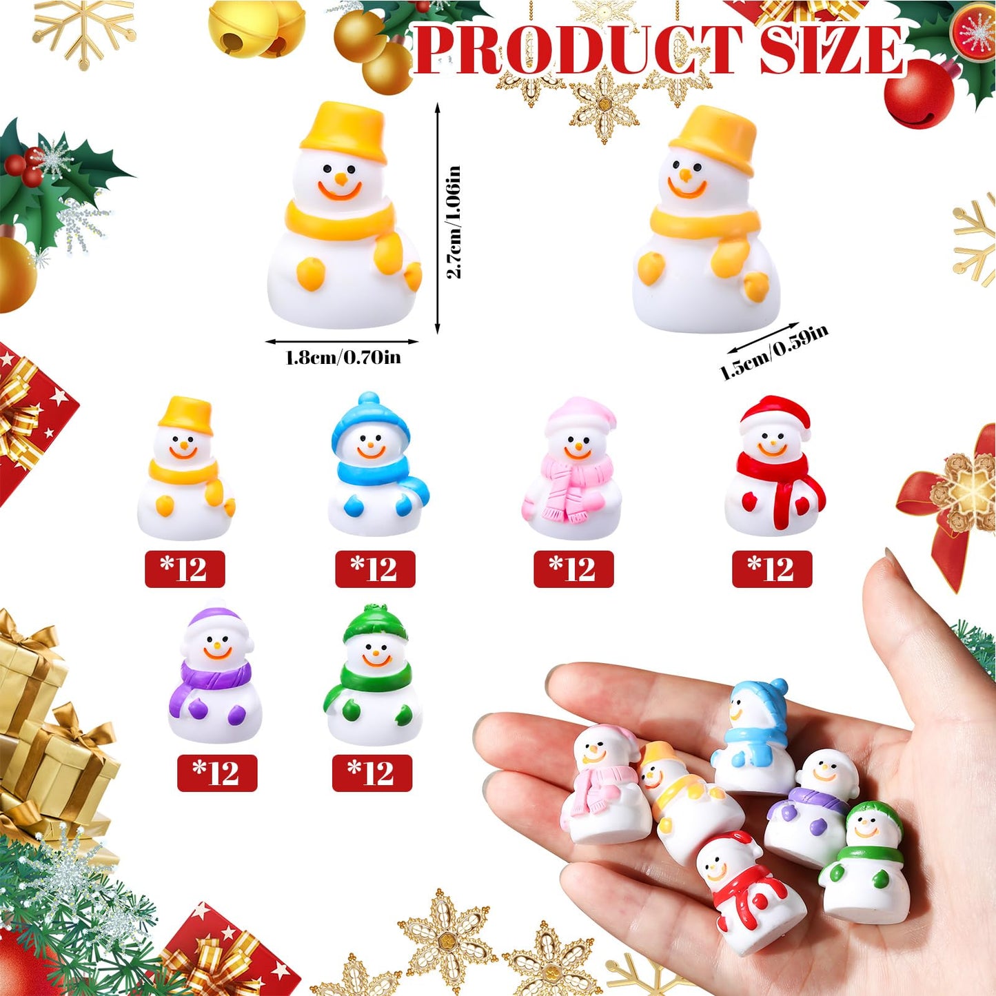 Guiqulai 72 Pcs Mini Resin Snowman Mini Snowman Figurines Miniature Figurines Suitable for DIY Cake Decoration Ornaments Crafts Moss Landscape