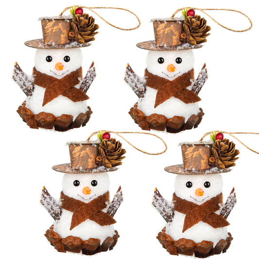 4Pcs Christmas Snowman Ornaments - Handmade Hanging Decoration, Christmas Decor - Ideal for Christmas Tree, Holiday Centerpiece, Party Supplies, and Home Decor