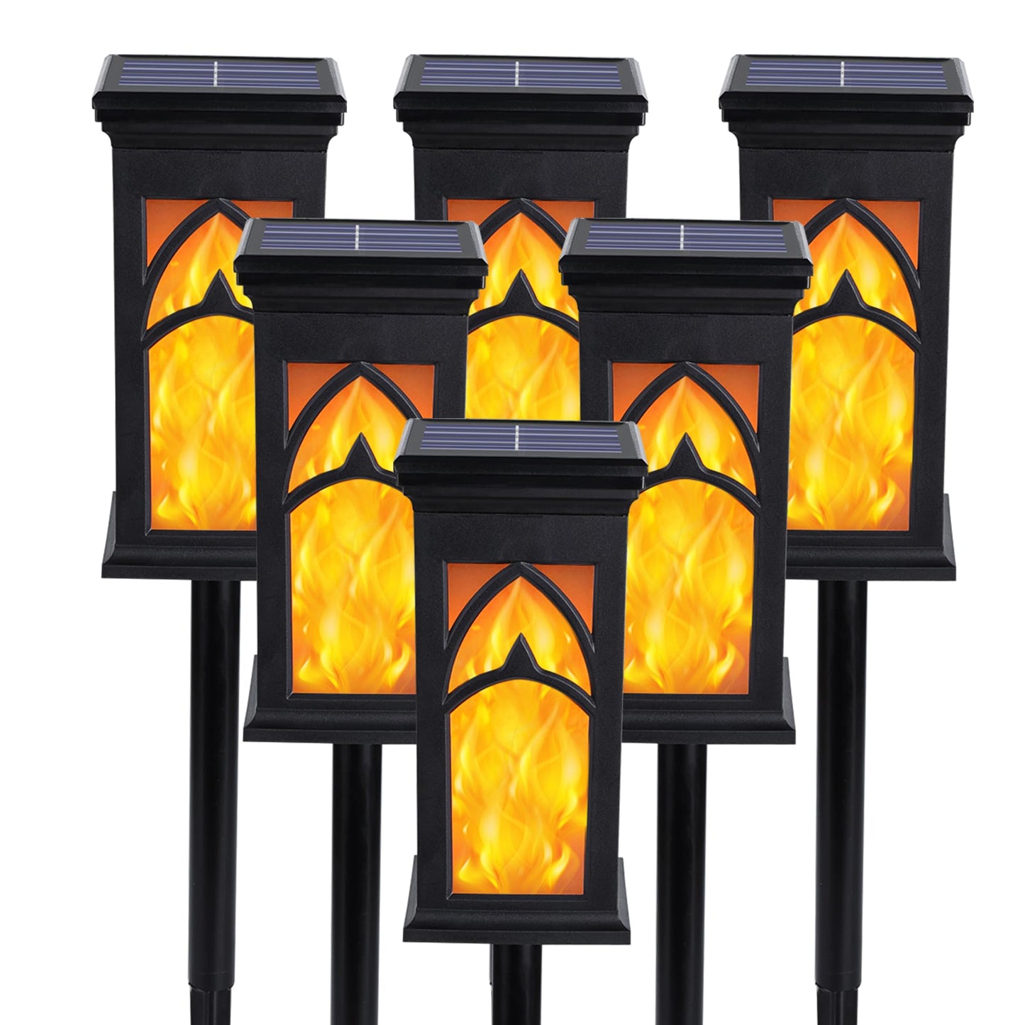 Jnaurb Solar Lights Outdoor, 6 Pack Solar Torch Light with Flickering Flame, Waterproof Garden Lights Outdoor Landscape Lighting, Flame Torches for Outside Patio Pathway Walkway Yard Lawn Decorations