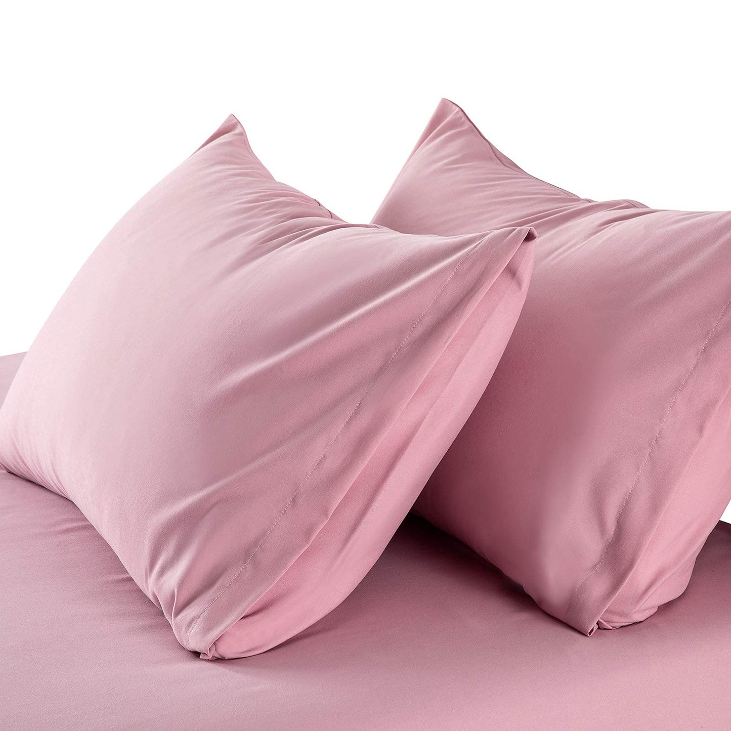 SiinvdaBZX 1800 Thread Count Microfiber Pillowcases Queen Size Set of 4 - Envelope Closure Pillow Cases - Ultra Soft Easy Care (Pink)