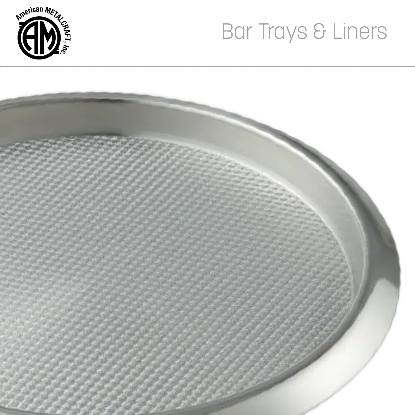 American Metalcraft SSBT14 Stainless Steel Round Bar Serving Tray, Silver, 14-Inches