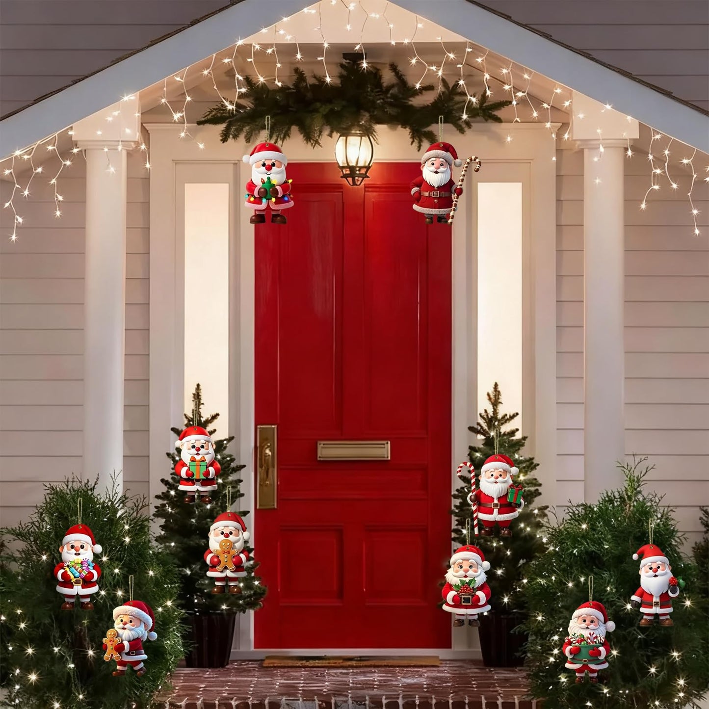 Christmas Tree Acrylic Ornament Set Santa Claus Decorations with Different Poses and Accessories Perfect Christmas Holiday Decor for Christmas Tree 10 Pcs