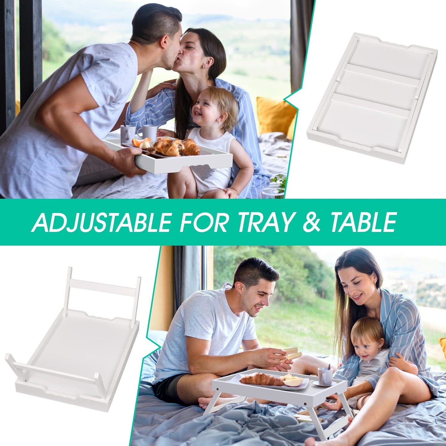 Artmeer Bed Tray Table with Folding Legs,Bamboo Breakfast in Bed for TV Table, Laptop Computer Tray,Eating,Snack Tray