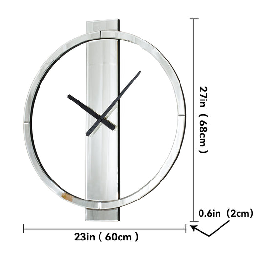 SHYFOY Wall Clock Decorative Large Clock Living Room Decor - 23" Big Clocks All Mirror Glass Finish, Modern Clock for Wall Round Wall Decor for Office Bedroom Fireplace