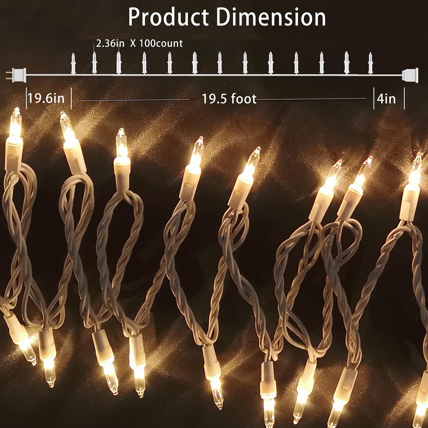 HISHINY Christmas Lights 100 Count Mini Clear Lights 21ft White Wire Christmas Tree String Lights Set for Outdoor Indoor Christmas Decorations Wedding Valentines Day Decor,UL Certified (21feet)