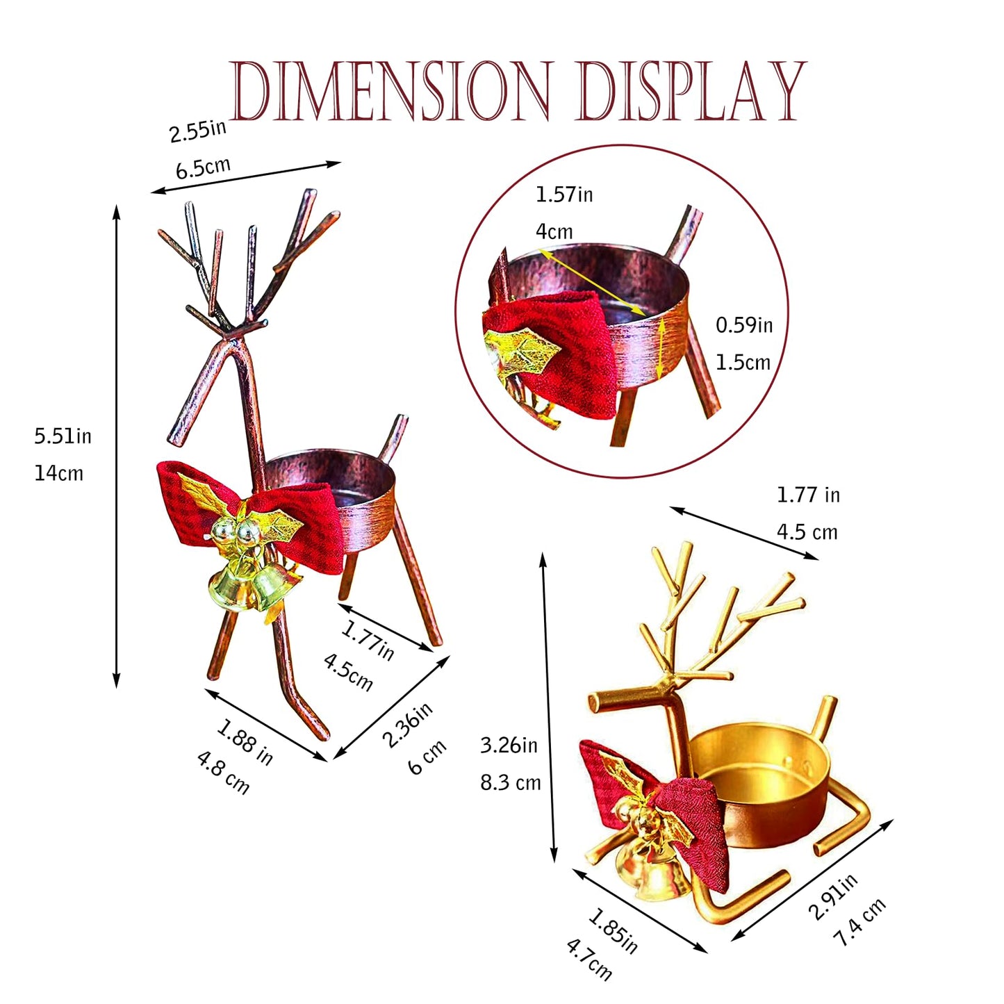 Kornnapa 4pcs Christmas Candle Holder, Reindeer Tealight Candle Holders Christmas Table Centerpieces Decorations Ornaments Metal Deer Dining Tabletop Holiday Decor Display Stainless Steel