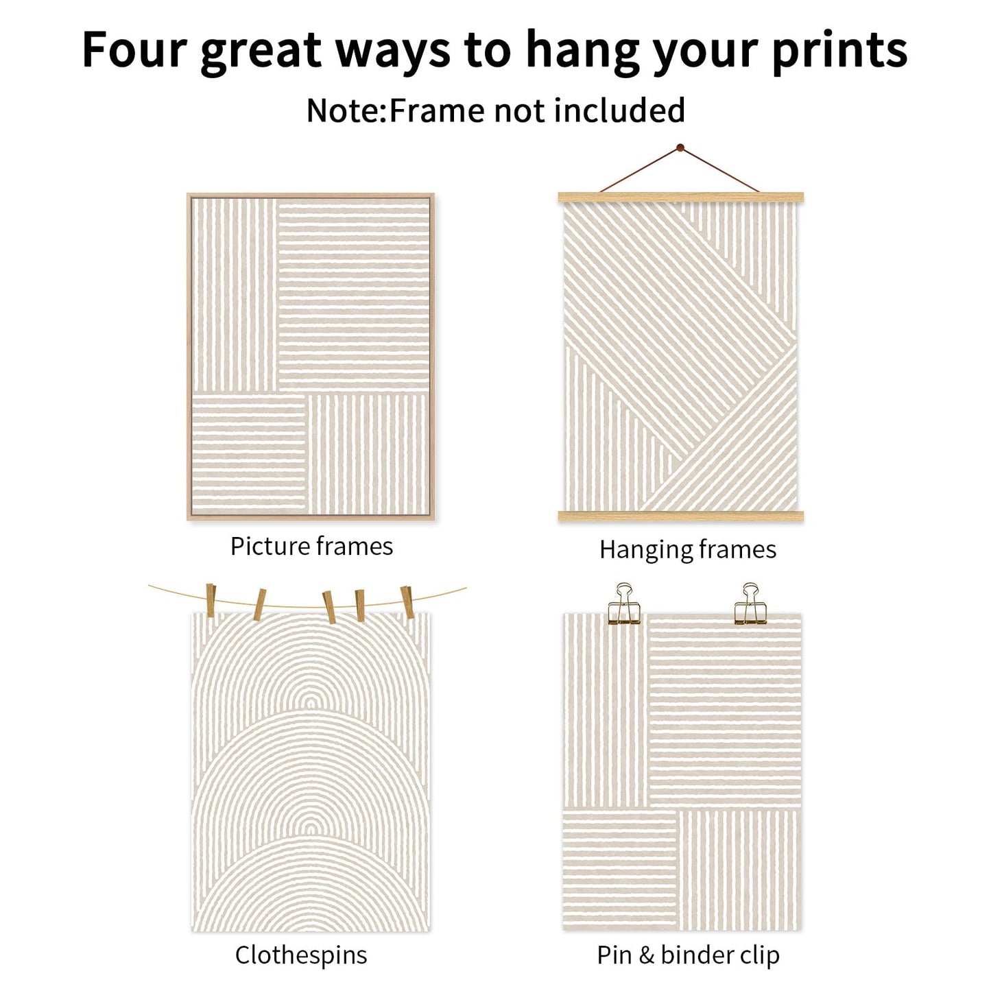 Beige Abstract Wall Art Pictures Set of 3 Boho Modern Canvas Wall Decor Neutral Line Wall Art Minimalist Art Abstract Beige Prints Painting Modern Artwork for Living Room Bedroom 12x16 Inch Unframed