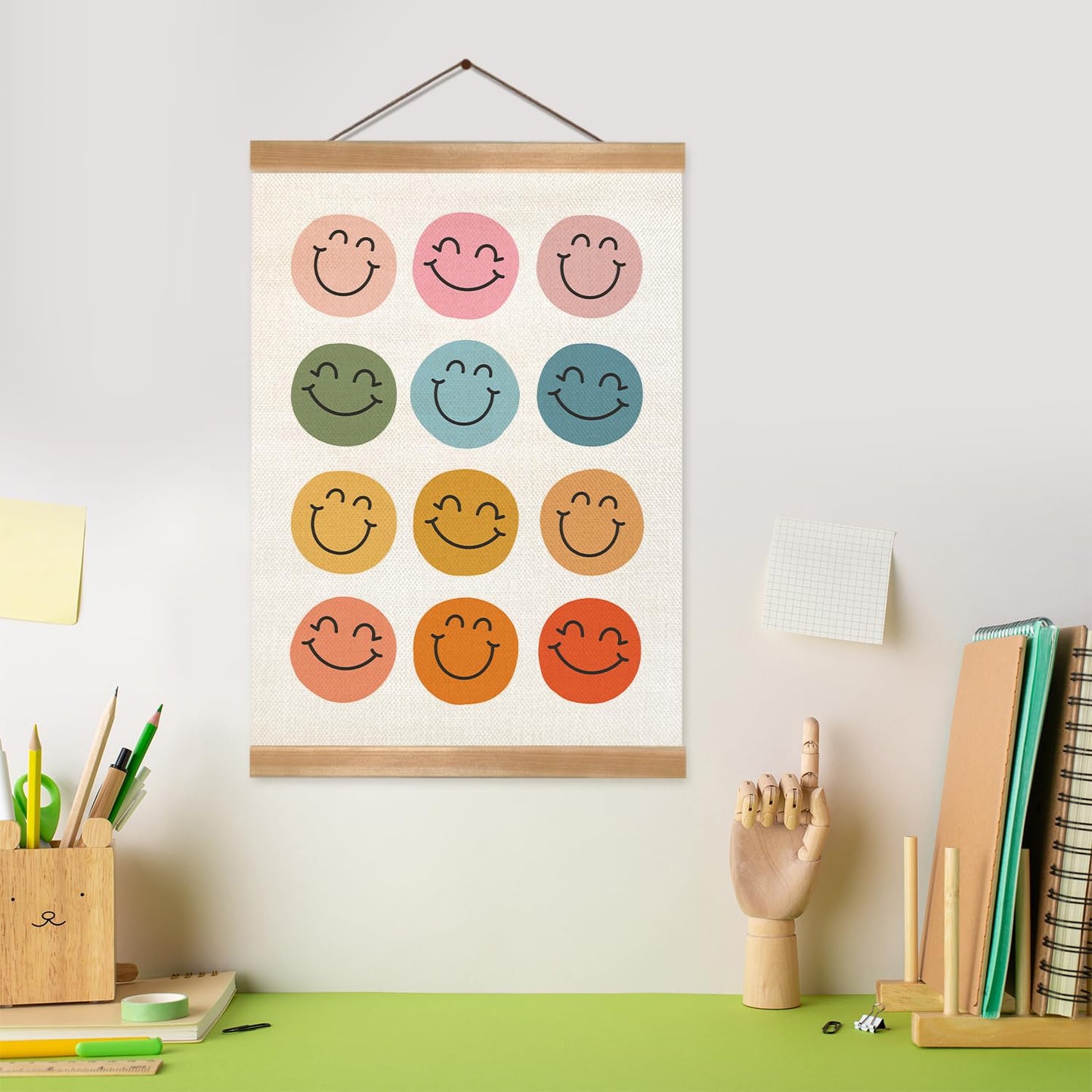 Smiley Face Poster for Babys Boys Girls Kids,Canvas Hanging Poster, Kids Wall Decor Gifts for Classroom Nursery Home school Baby Room Playroom Reading Room Bedroom Front Door-Baby Gifts Shower 12x16inch(Face)