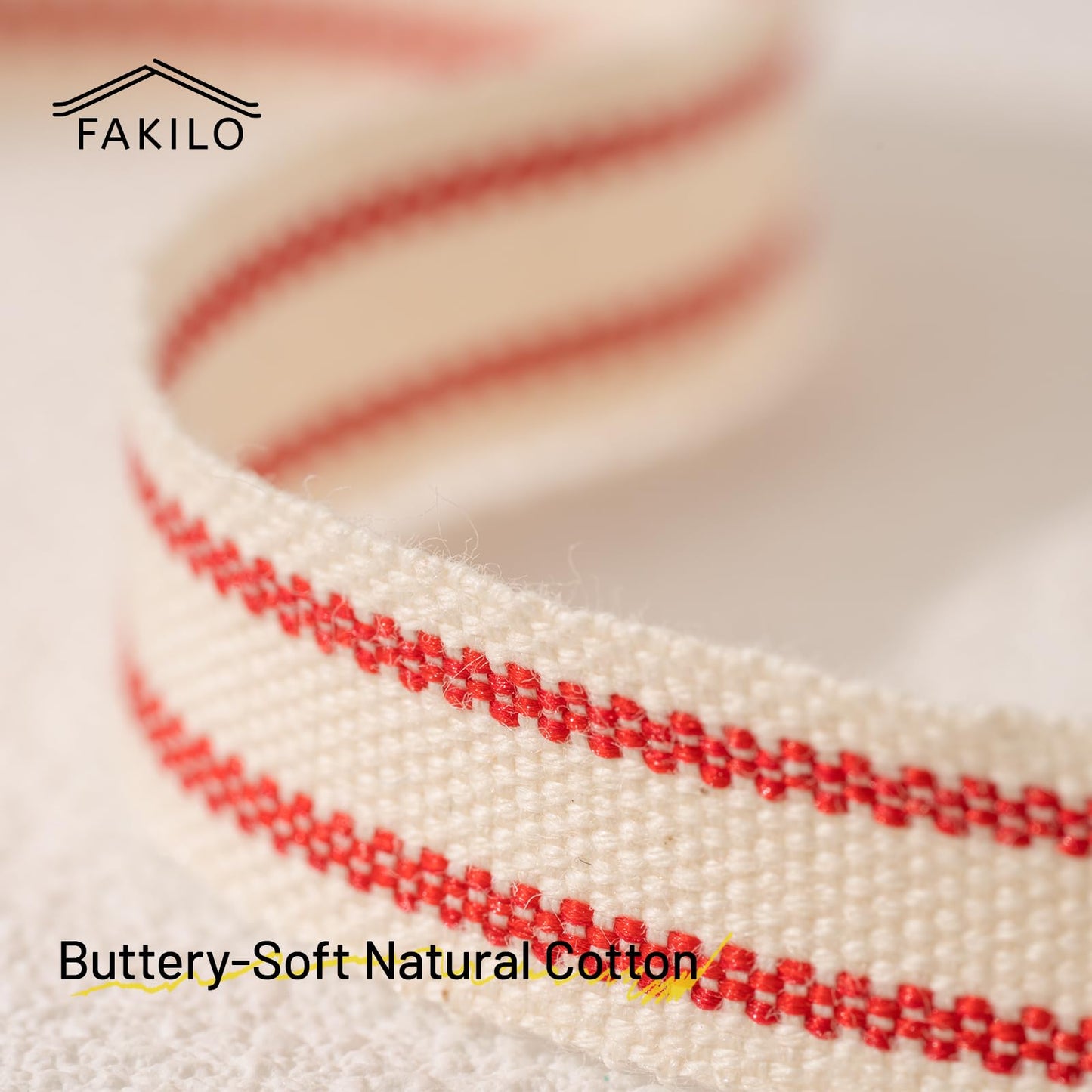 FAKILO Cute Stripe Ribbon for Gift Cake Present Wrapping Craft DIY, Fun Ribbon with Red Stripes, 3/8 Inch x 10 Yards