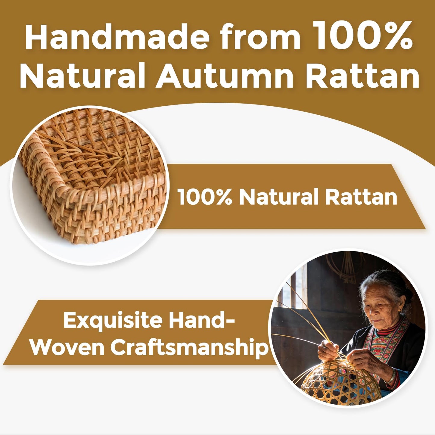 Small Rattan Serving Tray, Woven Rectangle Traykey Bowl for entryway, Natural Wicker Trays Key Bowl Decorative Baskets for Coffee Table, Kitchen, Bathroom