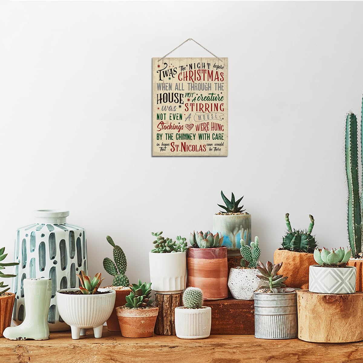 Christmas Wood Sign, Farmhouse Christmas Decor, Rustic Hanging Wood Plaque Sign, Home Decor for Xmas Holiday,Xmas Themed Wall Decoration