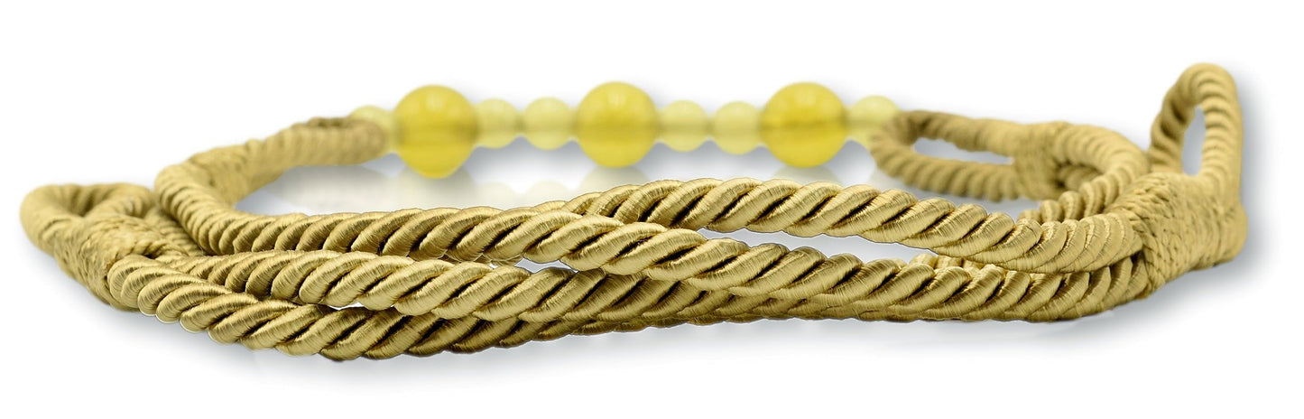 DÉCOPRO Beautiful Rope Curtain and Drapery Holdback Embellished with Glass Beads Tieback 26" Spread (66cm) 3/16" (0.5cm) Thick (Style# RTB9920BEADED) Dark Camel Gold #41187 (Golden Beige) Pack of 2