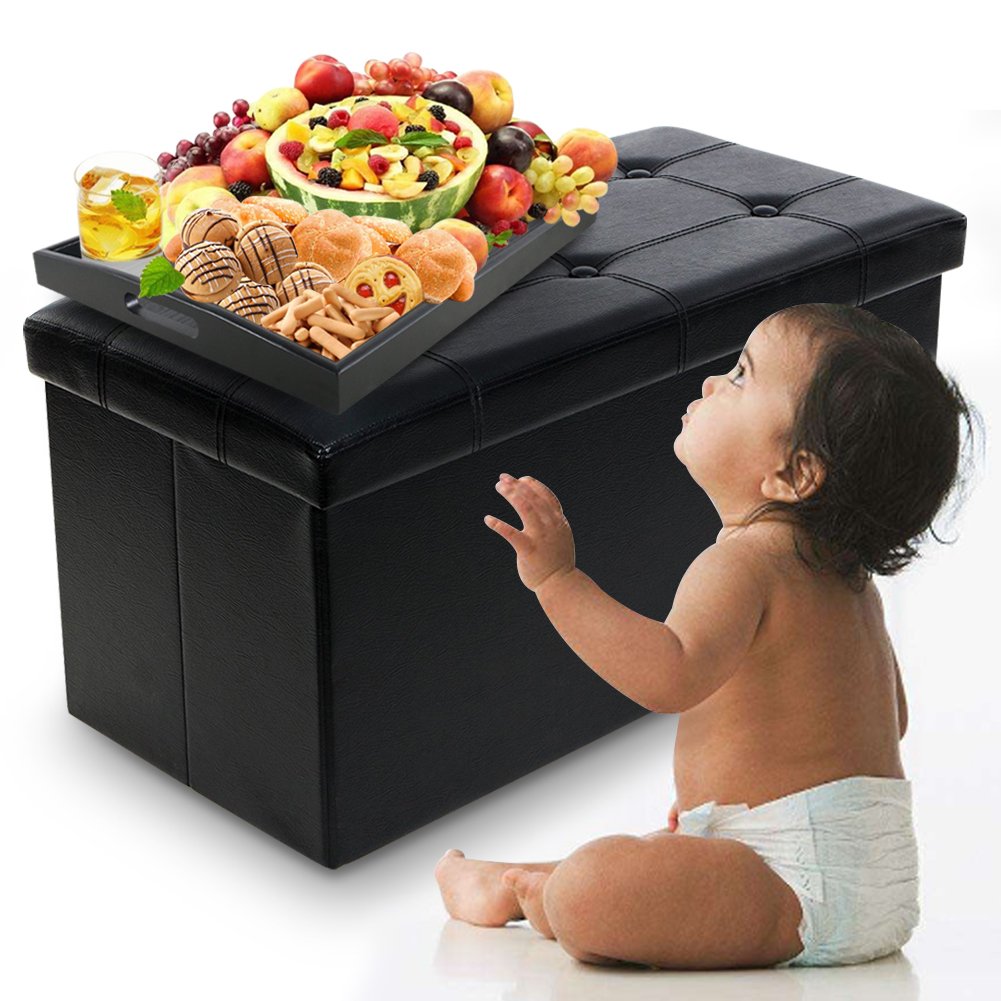 SILILUN Serving Tray Black Large Food Breakfast Wood Butler Tray with Handle 17.77 x 13.72 x 1.78