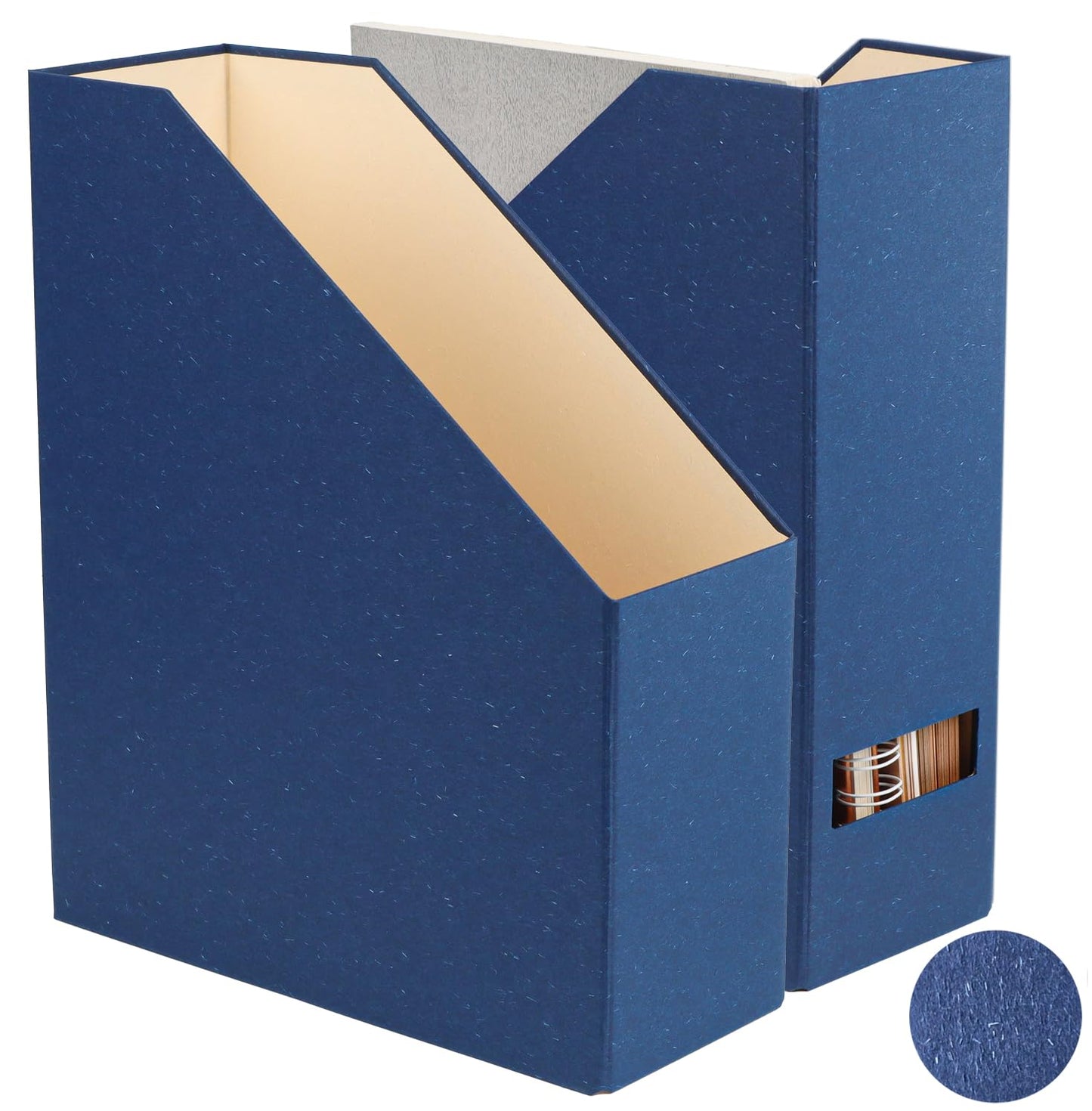 LifeSto Magazine Holder - File Holder and Desk Organizer, Paperboard Book Organizer and Storage Box for Documents, Magazine Holder Rack for Classroom, Home, and Office (Classic Blue, 2-Pack)