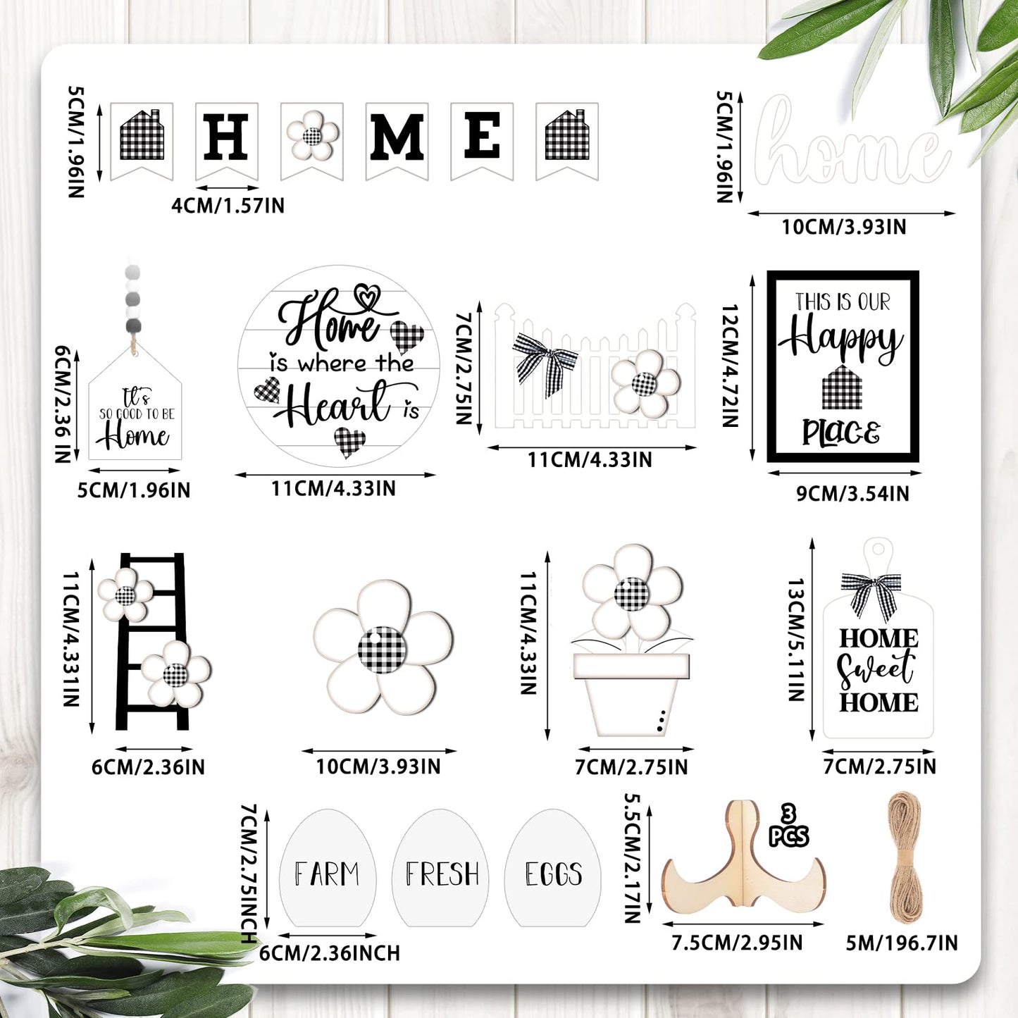 Tatuo 18 Pcs Farmhouse Tiered Tray Decor Set Home Wooden Signs Rustic Home Tiered Tray Decorations Buffalo Plaid Farmhouse Tabletop Wood Signs for Kitchen Table Shelf Decor