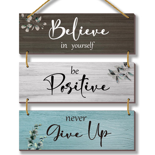 FENCORDAR 3 Pcs Office Wall Decor Inspirational Rustic Office Decor Motivational Wall Plaques With Sayings Wooden Farmhouse Positive Hangings for Home Bathroom Bedroom Kitchen(Fresh 12x4")