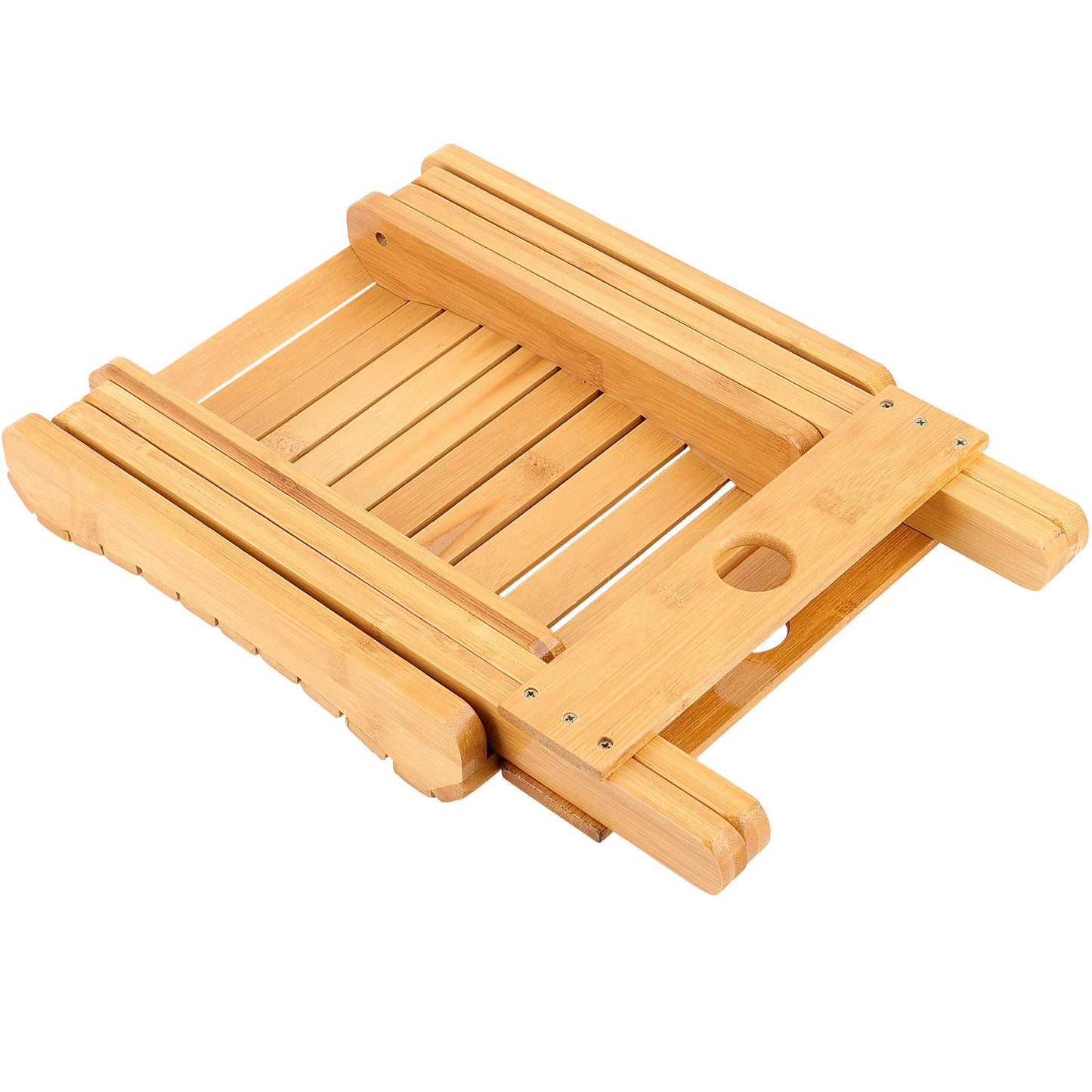 HOZEON 2 Pack 11 x 11 x 12.6 Inches Natural Bamboo Folding Stool for Shaving, Shower, Foot Rest, Picnic, Fishing