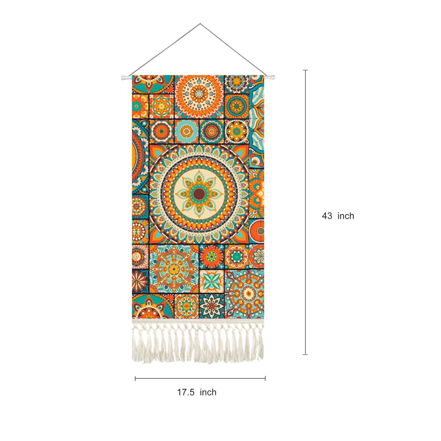 capasin Mandala Boho Macrame Wall Hanging Tapestry For Bedroom Tapestries Vertical Art Fabric Decor Door Living Room Bohemian (Style A, 17.5 * 43)