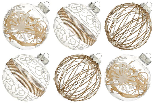 XmasExp Christmas Ball Ornaments Set, Farmhouse Shatterproof Christmastree Decorations,6ct Large Plastic Hanging Ornaments,100mm/4,Neutral