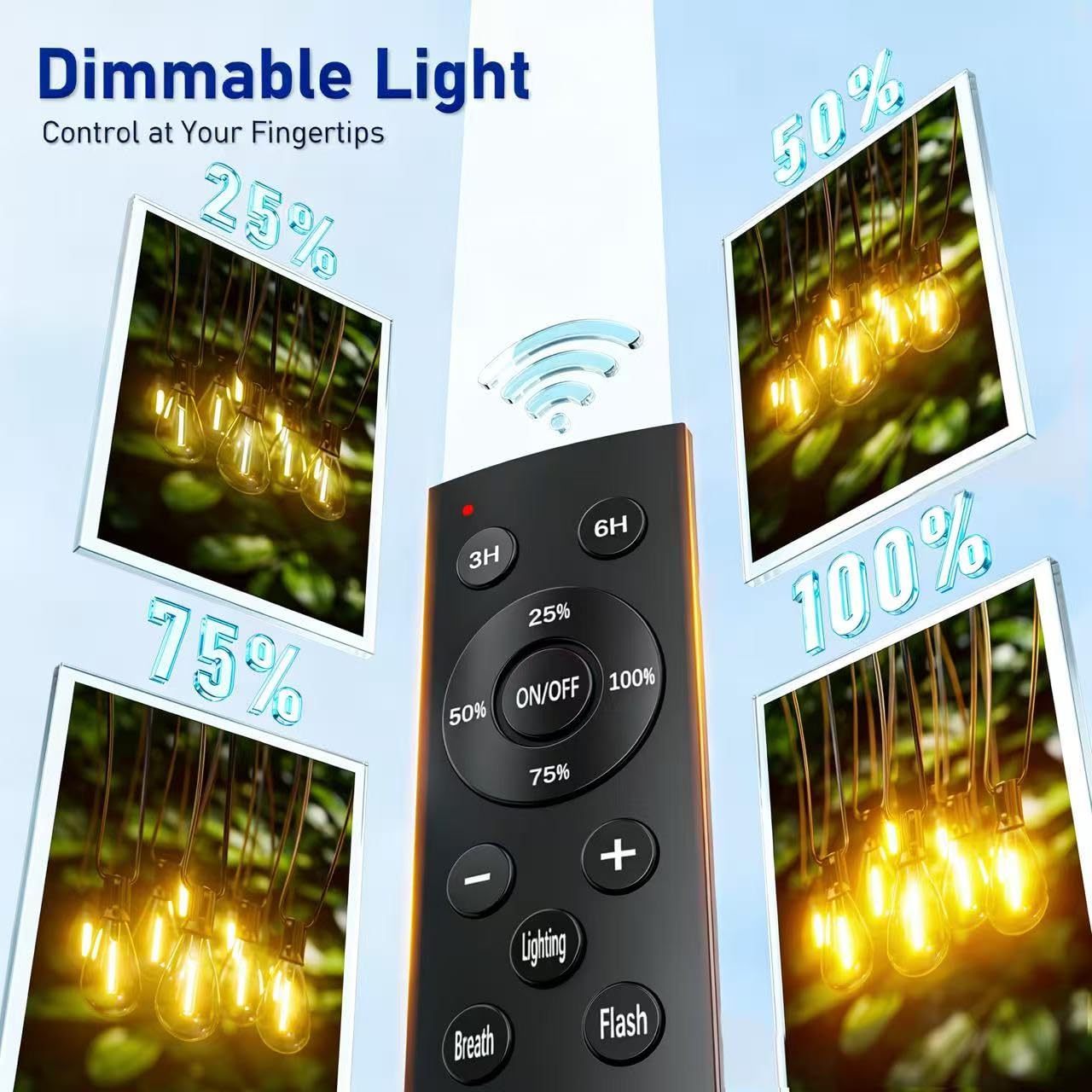 Sikitul 30FT LED Outdoor String Lights with Remote, One Continuous Strand Patio Lights with 10+1 Shatterproof S11 Bulbs, Dimmable 2200K Warm White, Timer & 3 Modes, Low Voltage for Backyard Garden
