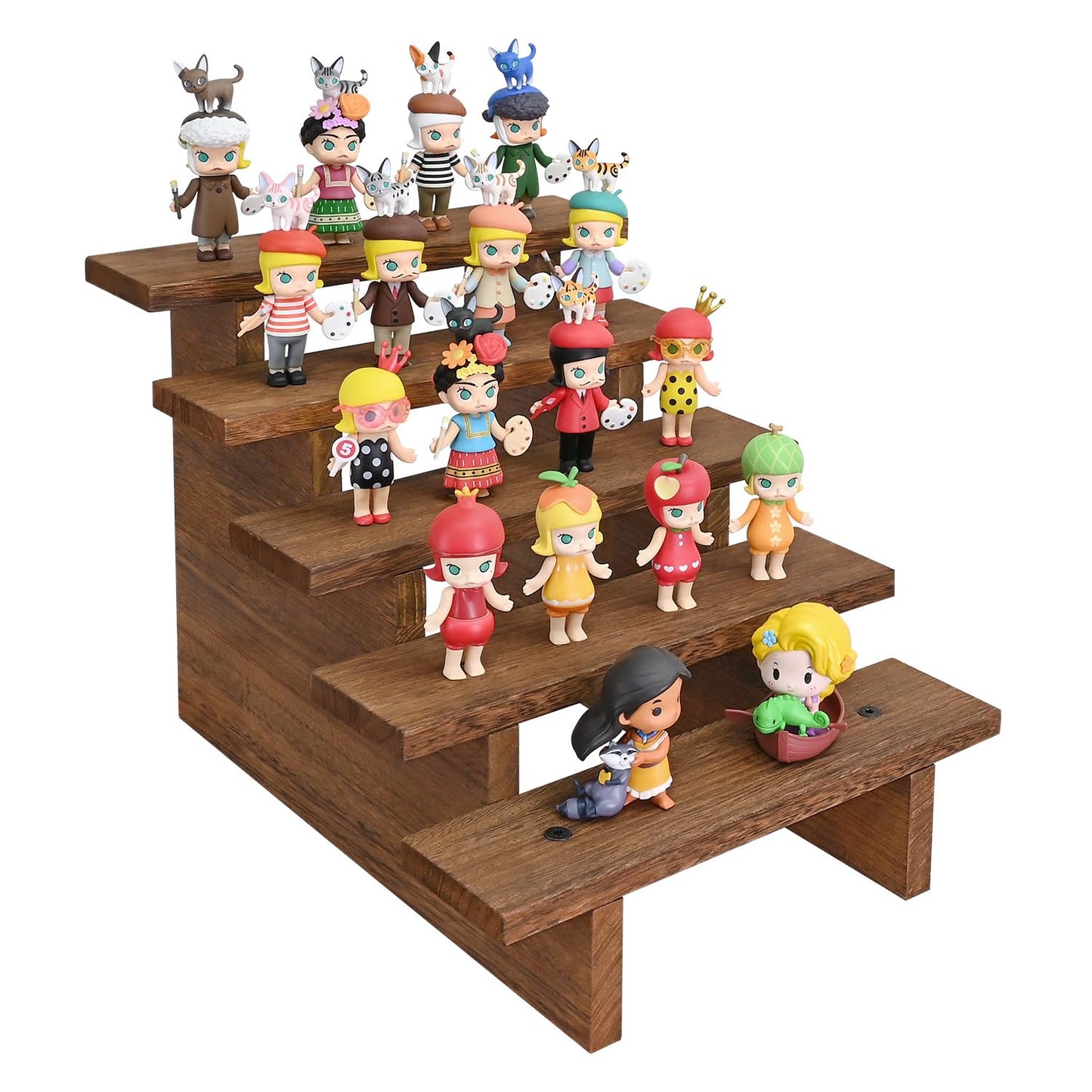 Ikee Design 5-Tier Wooden Display Riser Stand for Plants, Cupcakes, Stepped Tiered Wood Display Stand for Collectibles, Sunglasses, Jewelry, for Weddings, Vendor Markets, Retail