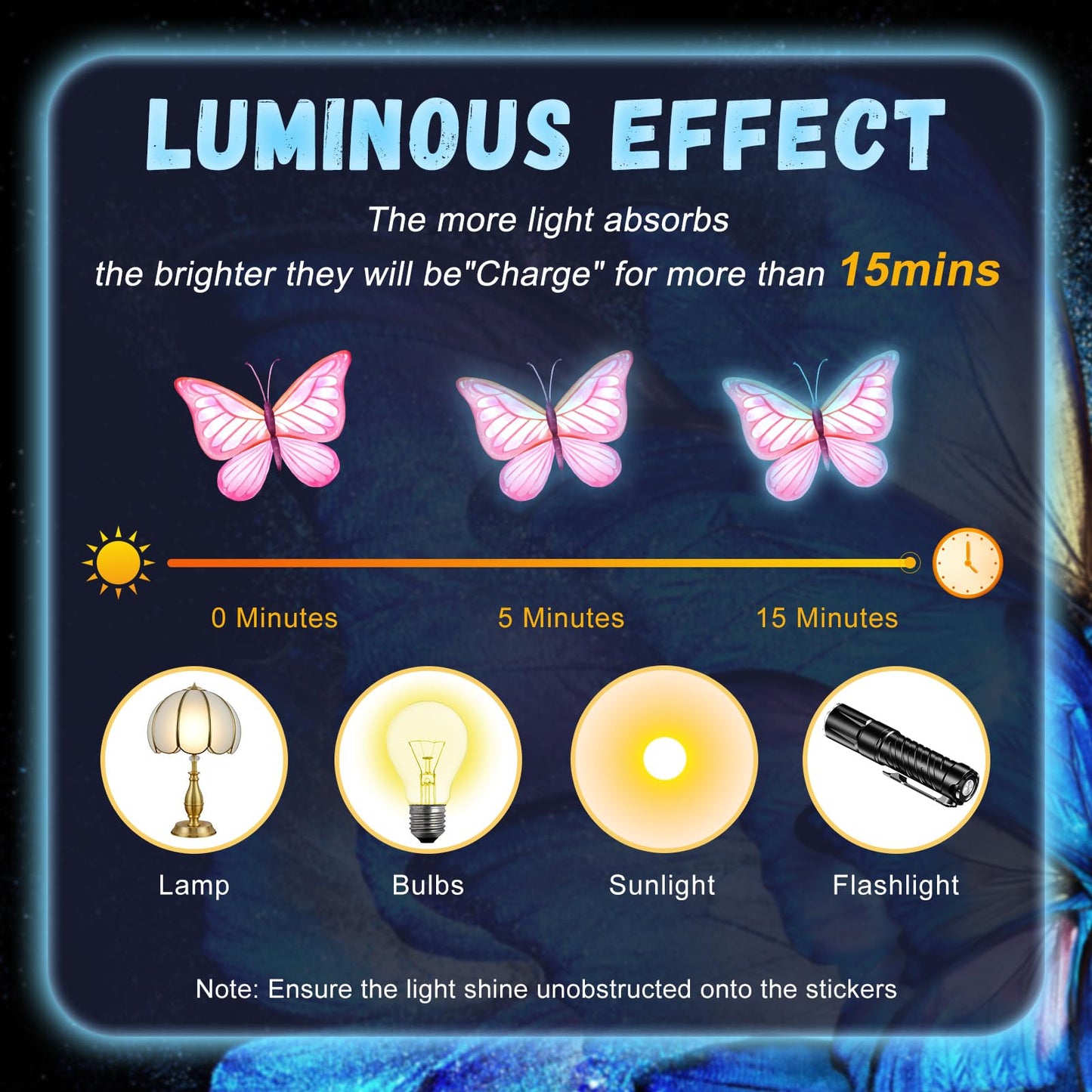 Glow in The Dark Butterfly Flower Wall Decals Glowing Luminous Butterflies Removable Self-Adhesive Wall Stickers for Girls Bedroom Nursery Living Room Decor 4 Sheets (Butterfly 1)