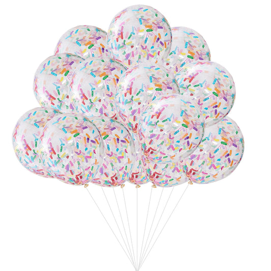 30PCS Party Balloon Birthday Balloons Sprinkles Confetti Balloon Pack - Ice Cream Sprinkle Balloons with Bright Confetti Party Decoration, Wedding, Bridal, Proposal