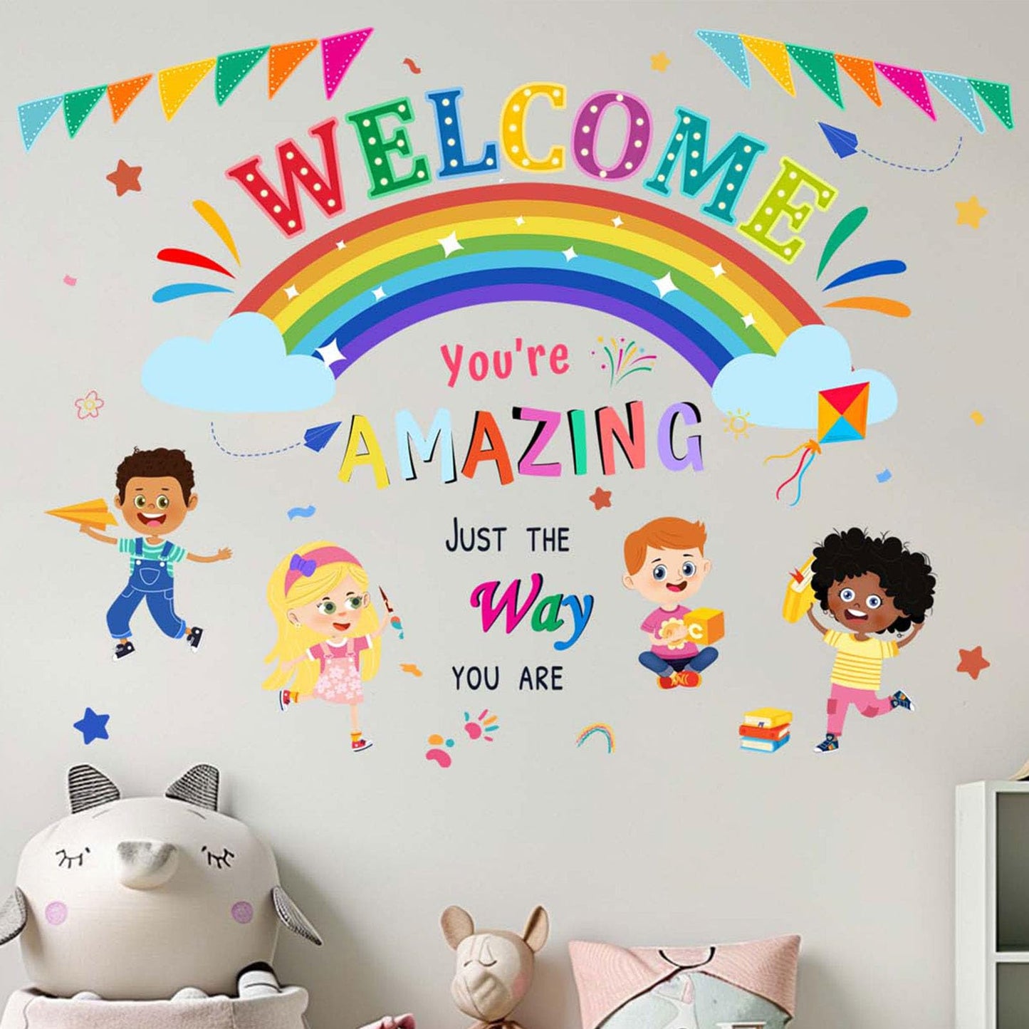 Amimagen You are Amazing Inspirational Quotes Classroom Wall Stickers - Reading Corner Rainbow Wall Decals - Nursery Kids Room Daycare Playroom Classroom Wall Decor