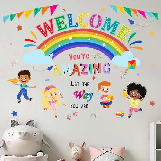 Amimagen You are Amazing Inspirational Quotes Classroom Wall Stickers - Reading Corner Rainbow Wall Decals - Nursery Kids Room Daycare Playroom Classroom Wall Decor