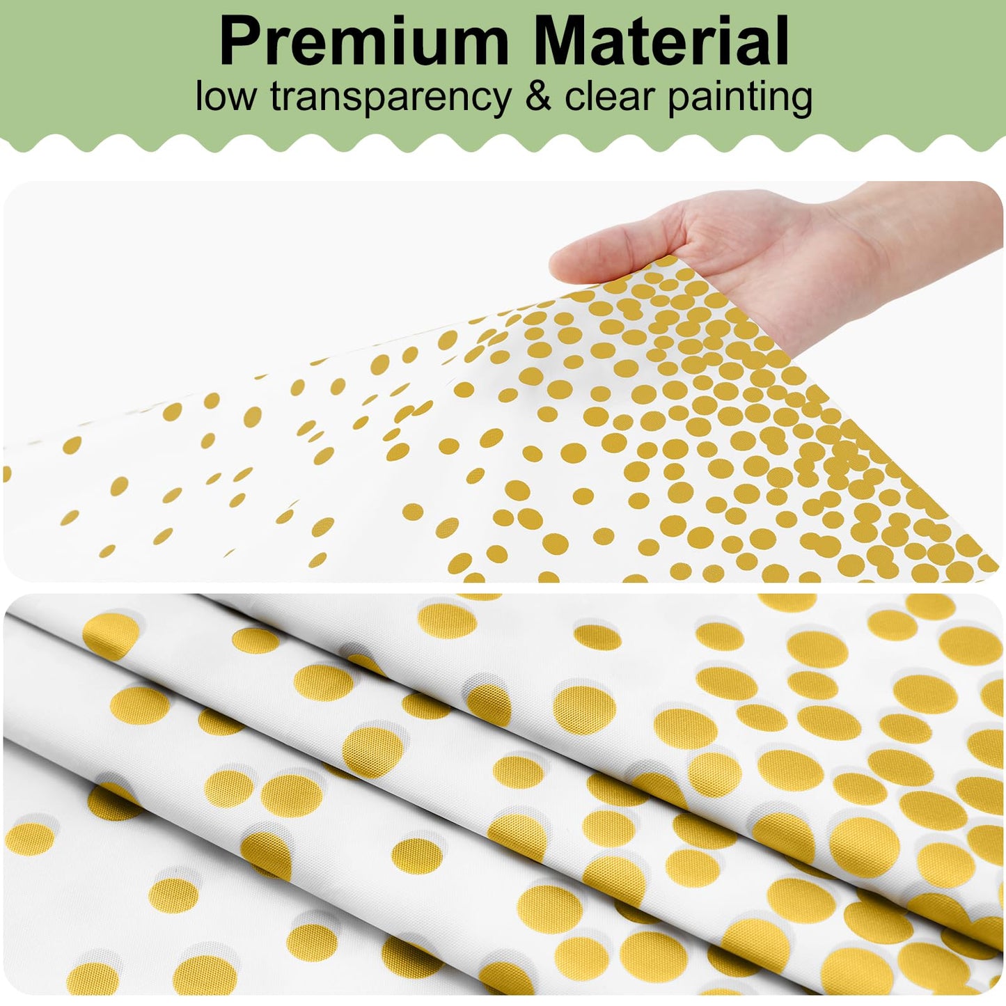misaya 3 Packs Dot Disposable Table Cloth, 54 x 108 Inch Waterproof Plastic Tablecloth, Rectangle Gold Dots in White Table Covers for Picnic, Birthday, Party