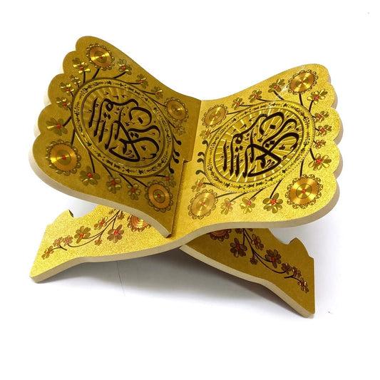 KYMY Muslim Al-Quran Rehal Book Stand,Foldable Wooden Prayer Books Shelf for Koran Holy Bible Books,Eid Ramadan Reading Shelf for Muslim Eid Ramadan Religious Gift