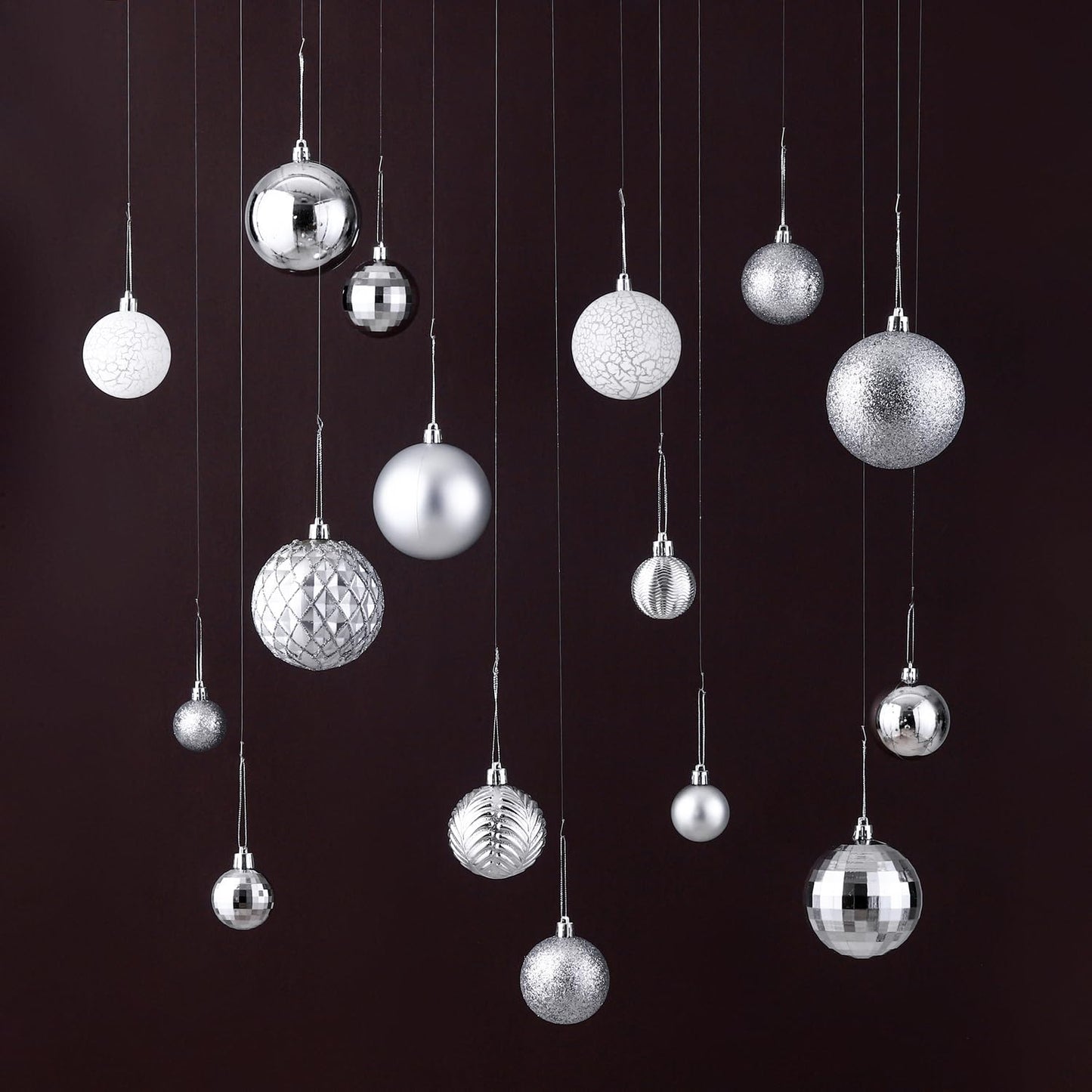 LANGXUN 36pcs Silver Christmas Tree Decorations Balls, Bolas De Navidad, 2025 Christmas Decor, Indoor Outdoor Shatterproof Christmas Ornaments, Xmars Party Wedding Suppiles