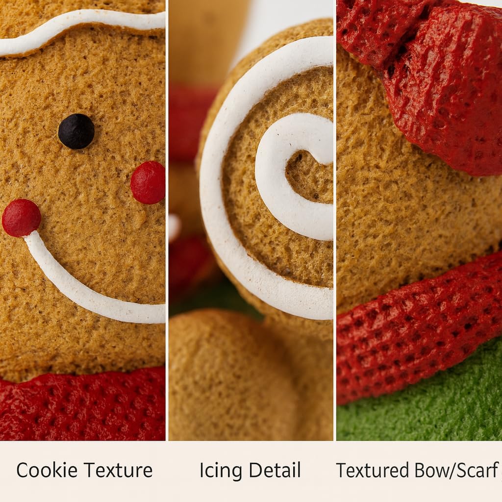 iStatue Christmas Gingerbread Couple Resin Figurine – Hand-Painted Holiday Décor, Boy with Tree Cookie & Girl with Bow and Swirl Lollipop, Tabletop/Mantel Accent (Brown Gingerbread)