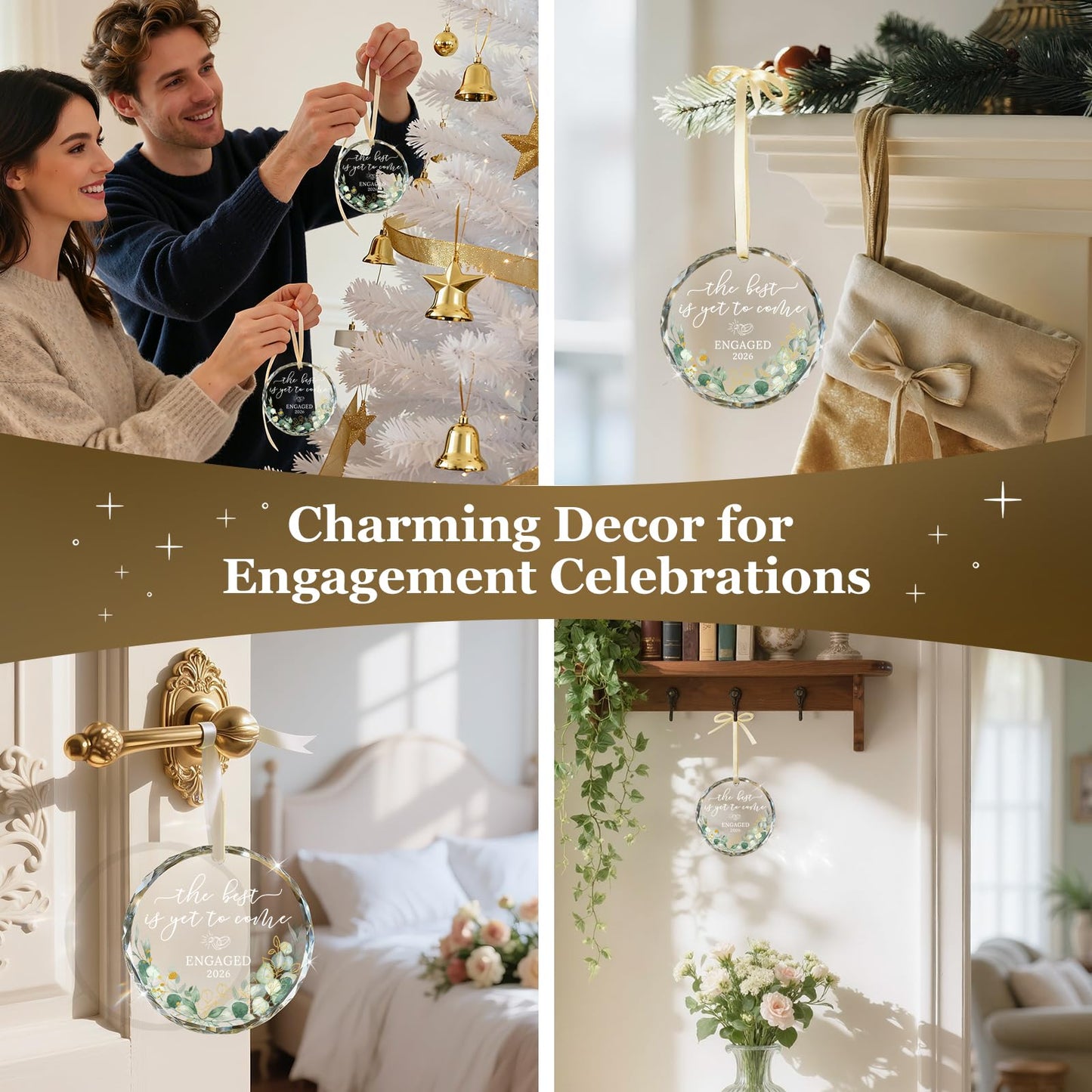 Emibele Engagement Gifts for Couples, Crystal Glass Engagement Gift for Newly Engaged Couples, Fiancee, Fiance, Just Engaged Decorations Bride to Be Gifts for Her, Round Crystal Ornament 2026