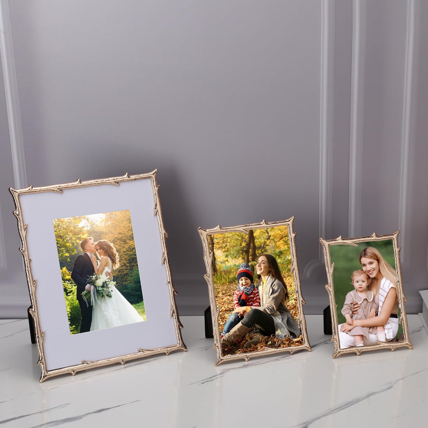 GorYeeFine 4x6'' Gold Tree Branch Picture Frame,Luxury Zinc Alloy Photo Frame with Velvet Backing & Tempered Glass,Wedding Gift/Home Decor for Cherished Memories