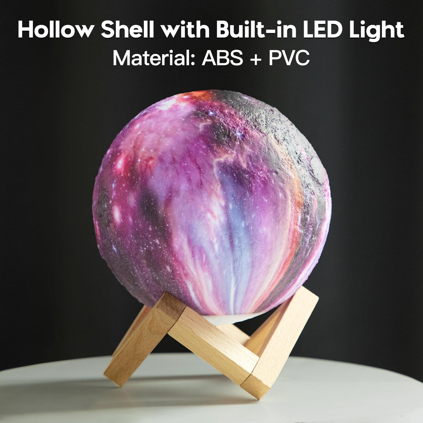 BRIGHTWORLD Moon Lamp Galaxy Lamp 5.9 inch 16 Colors LED 3D Moon Light, Remote & Touch Control Moon Night Light Gifts for Girls Boys Kids Women Birthday（Wooden Base）