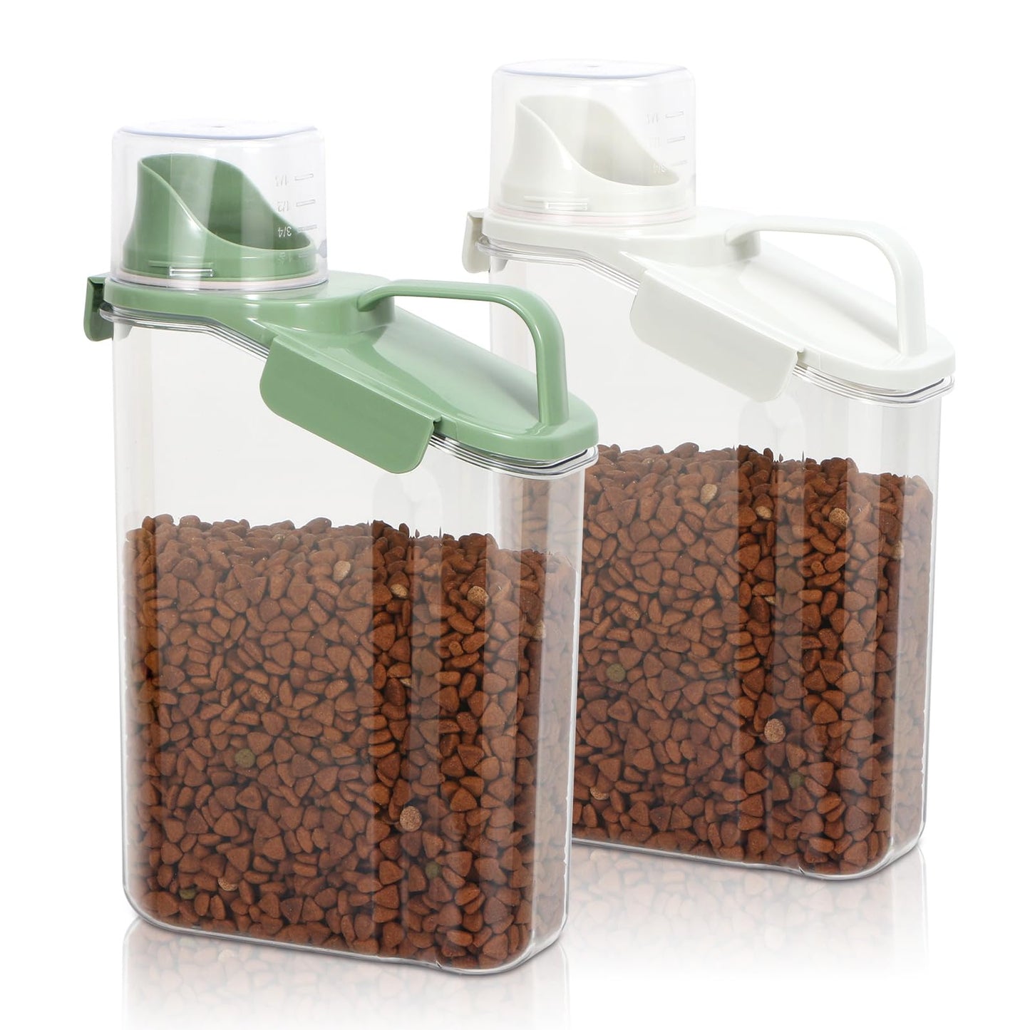 TBMax Rice Container Cereal Storage Container 2 Pack, Kitchen Pantry Dry Food Storage Holder with Easy-Pouring Spout & Handy Cup, Small Pet Dog Cat Food Dispenser for Daily Feeding