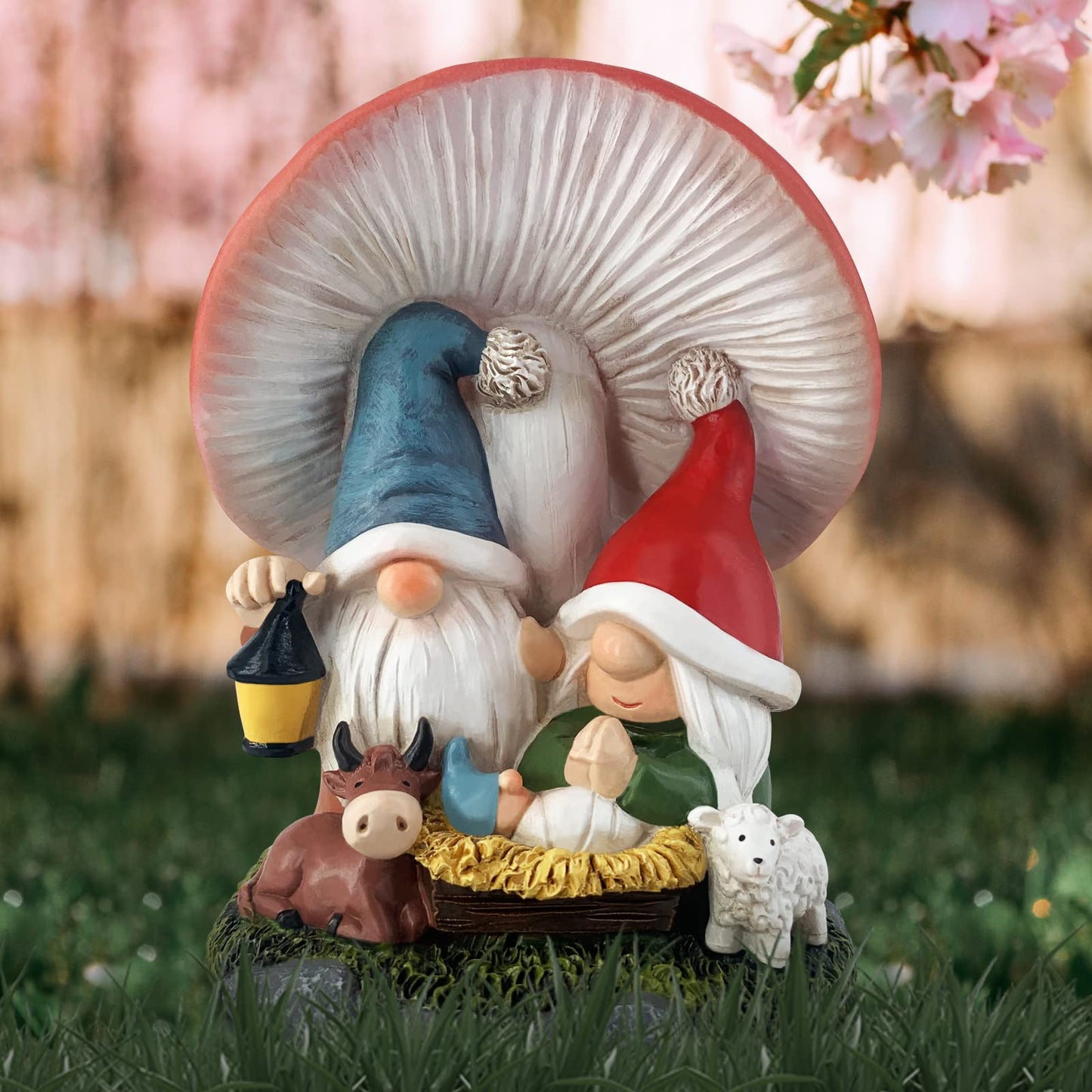 Hodao Christmas Family Gnomes Decorations Handmade Mushroom Scandinavian Gnome Ornaments Xmas Decor Home Table Decorations Gifts