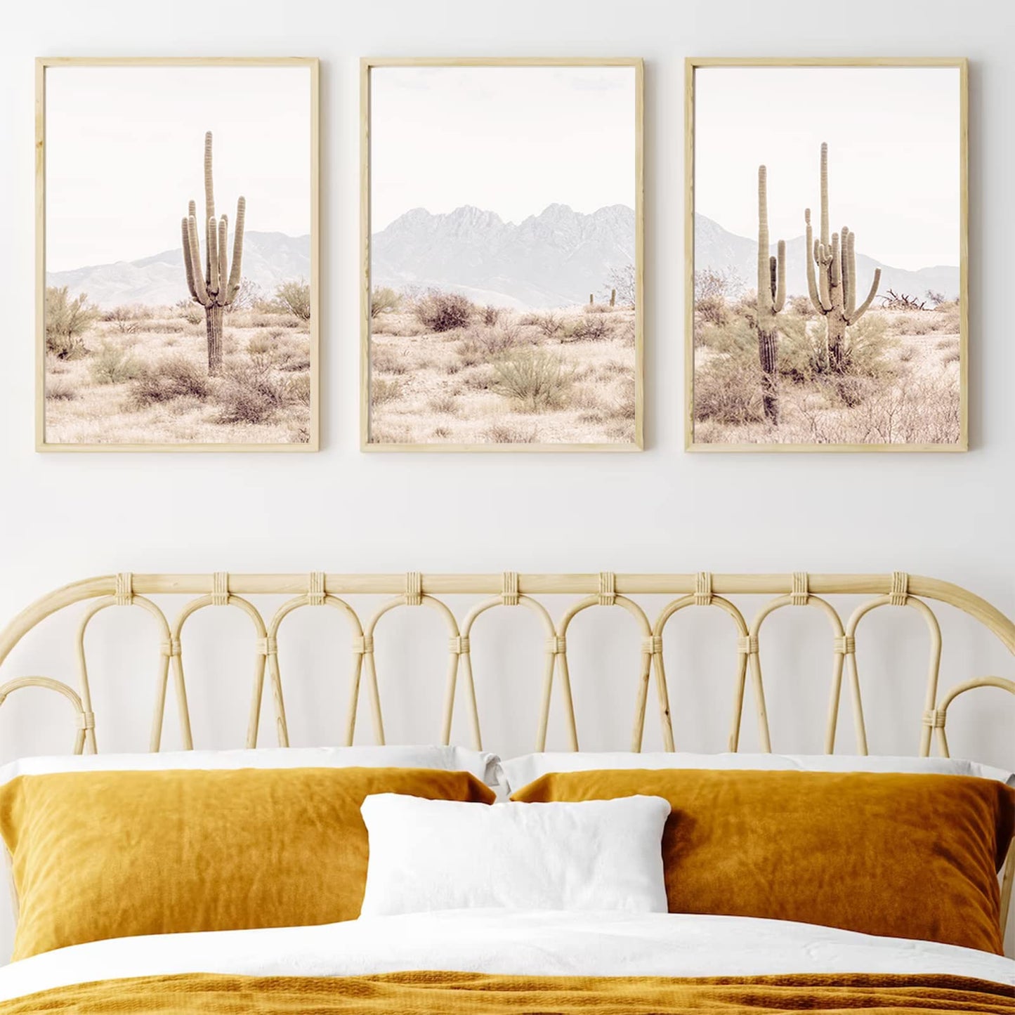Pennclys Sonoran Desert Landscape Wall Art Cactus Arizona Canvas Wall Decor Desert Poster Pictures Saguaro Cactus Art Prints Landscape Painting for Home Bedroom 16x24x3 Inch Unframed