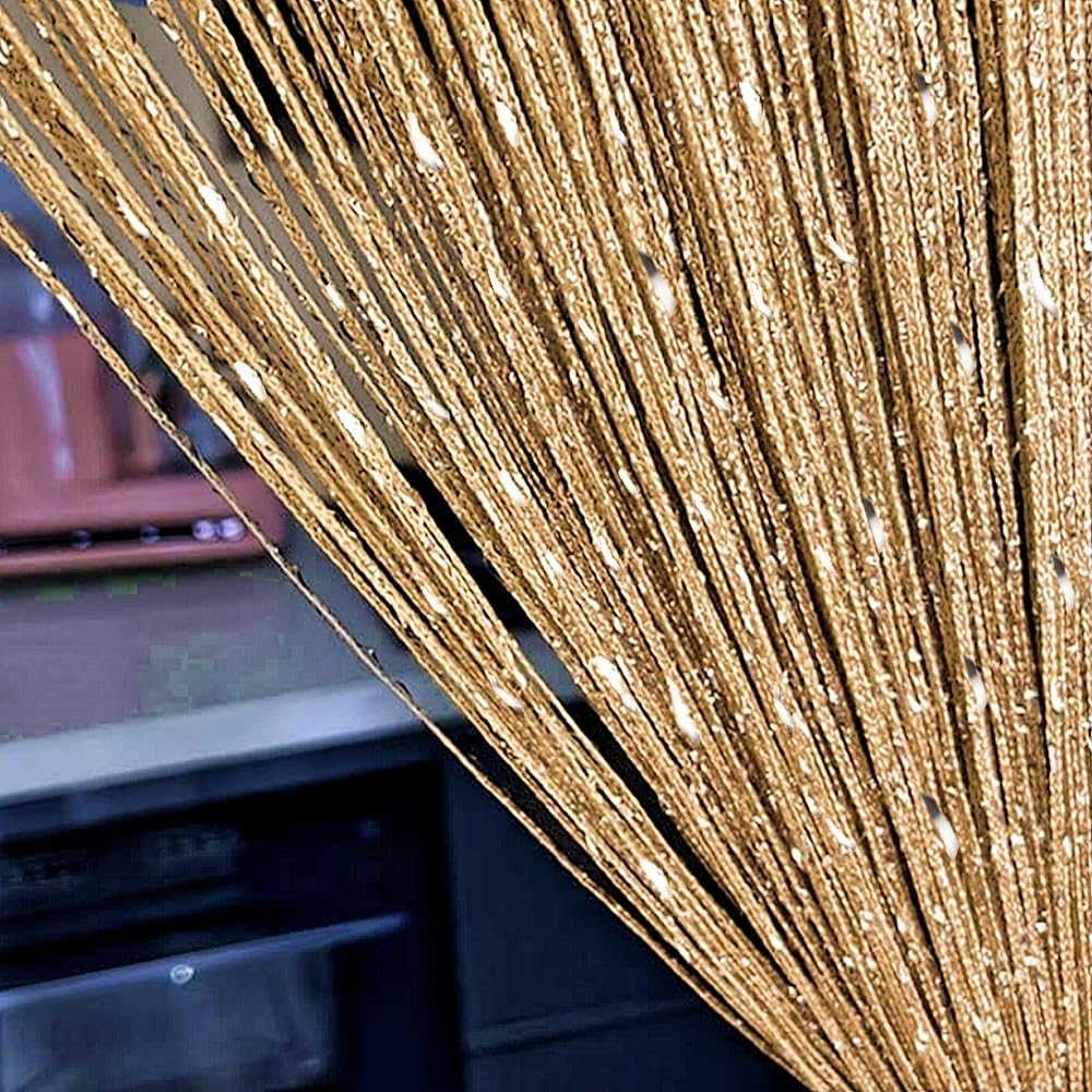 ave split Decorative Door String Curtain Wall Panel Fringe Window Room Divider Blind Divider Tassel Screen Home 100x200centimeter (Champagne18)