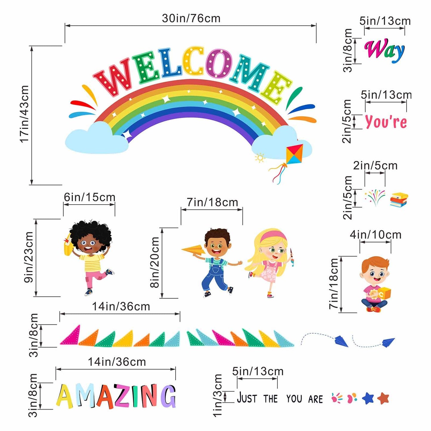 Amimagen You are Amazing Inspirational Quotes Classroom Wall Stickers - Reading Corner Rainbow Wall Decals - Nursery Kids Room Daycare Playroom Classroom Wall Decor