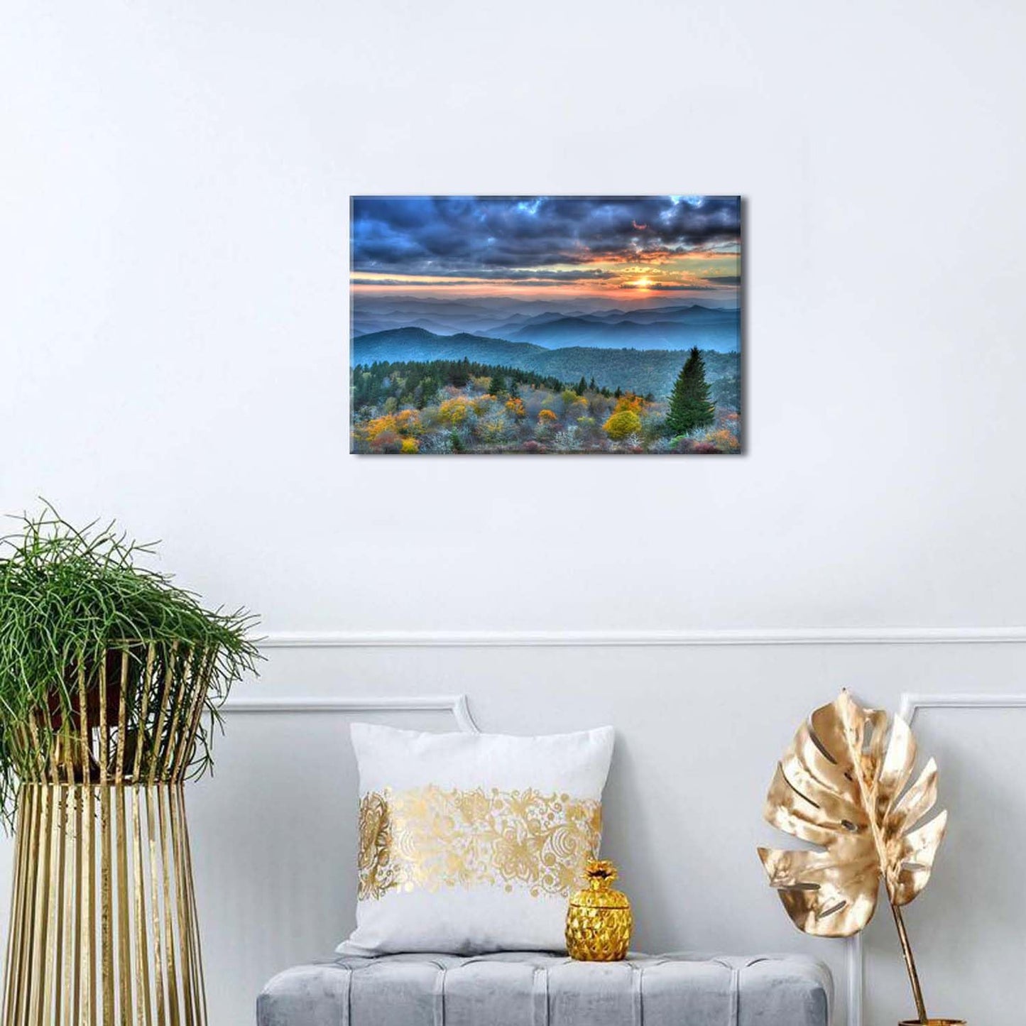 Blue Ridge Mountains Wall Art for Living Room Decor Sunrise Smoky Mountains Pictures Nature National Park Poster Panoramic Forest Landscape Canvas Prints Painting for Bedroom Office Decoration 12x16"