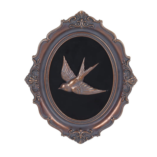 Vintage Wall Sculpture, Unique Antique Pediment,Gallery Wall Art, Hand Painted Wall Decoration Aesthetic Room Decor,Gold&Copper Wall Statue Ornament Decor Gallery for Kitchen Bedroom Living Room (Bird)