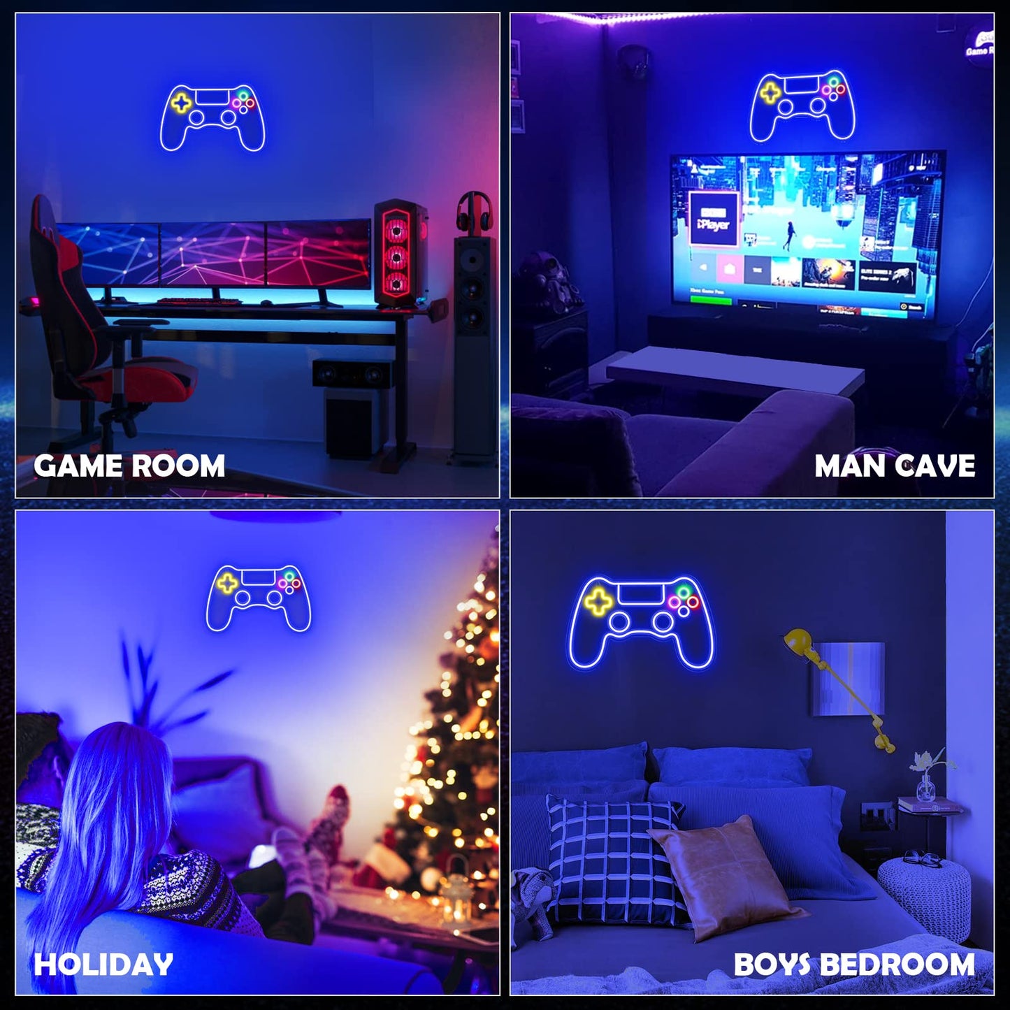 Kavaas Gamer Neon Sign, Game Controller LED Sign for Gaming Room Decor - Game Neon Sign for Teen Boy Room Decor - Best Gamer Gifts for Boys, Kids