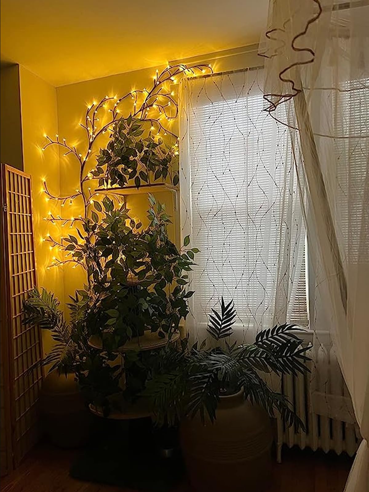 Lituplife Lighted Willow Vine with Remote Control On/Off Timmer Dim,7.5Ft Christmas Swags Decorations Artificial Branches with 144LEDs Enchanted Vine Lights(Plug in) for Walls Bedroom Décor(1PCS)